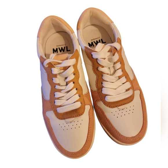 Madewell Court Sneaker size 5 women white leather low top Ruddy accent Color - Picture 6 of 10